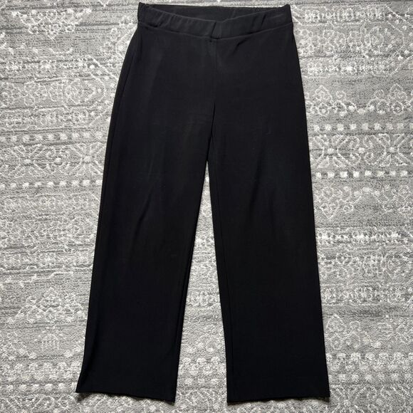 JOSEPH RIBKOFF Women’s Black Slinky Jersey Knit Wide Leg Pull On Pants Size 12 - Picture 1 of 11